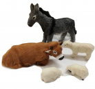 Ochse liegend, Esel, Schafe, Lämmer - Tierset - für Erzähfiguren 30 cm